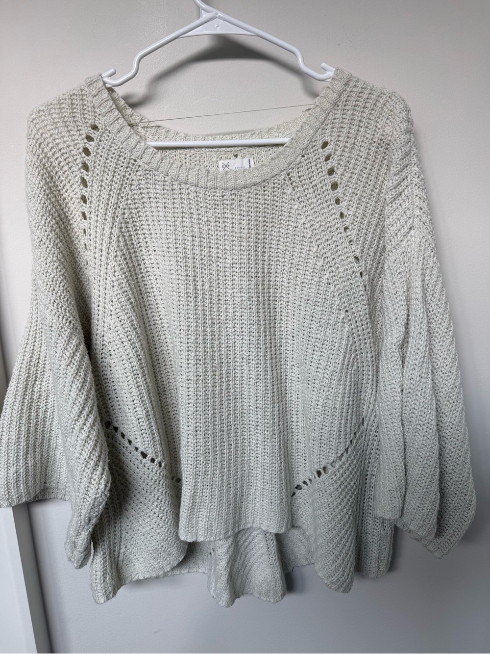Gentle Fawn Light Cream Knit Sweater - with Wide 3/4 Length Sleeve
